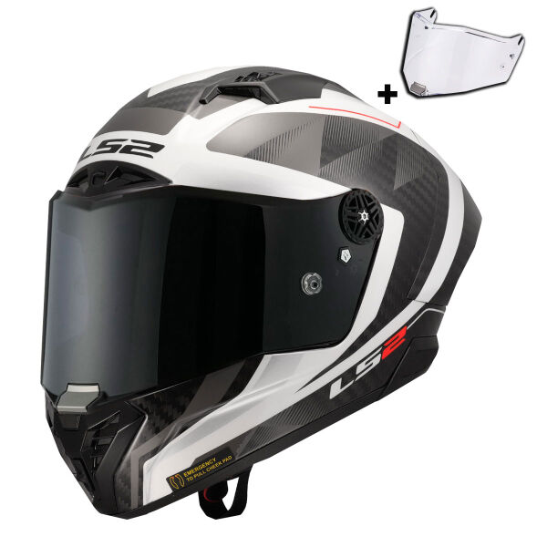 LS2 THUNDER KARBON GP AERO RAUTE BEYAZ-GRİ KASK