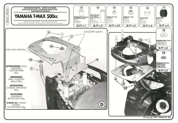 KAPPA KR364M YAMAHA T-MAX 500 (08-11) ARKA ÇANTA TAŞIYICI