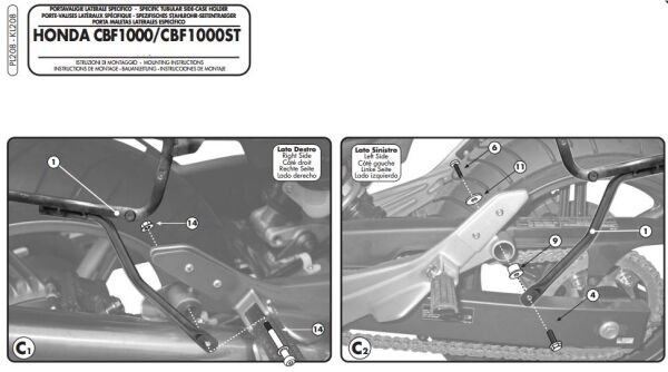 GIVI PL208 HONDA CBF 1000 - CBF 1000ST (10-14) YAN ÇANTA TAŞIYICI