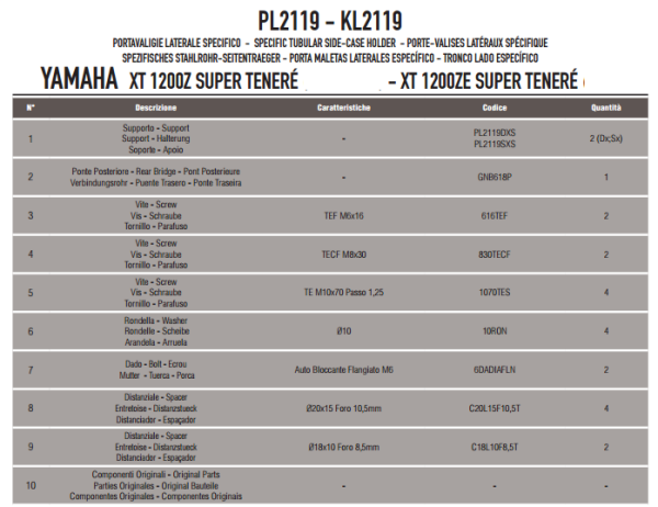 GIVI PL2119 YAMAHA XT 1200ZE - XT 1200Z SUPER TENERE (10-21) YAN ÇANTA TAŞIYICI