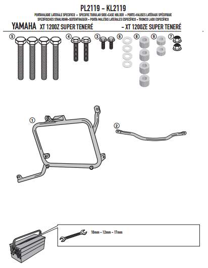 GIVI PL2119 YAMAHA XT 1200ZE - XT 1200Z SUPER TENERE (10-21) YAN ÇANTA TAŞIYICI