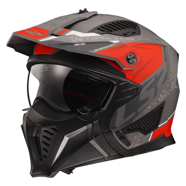 LS2 DRIFTER DEVOR MAT GRİ-TITANIUM-KIRMIZI KASK