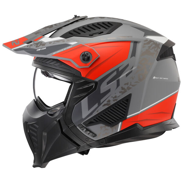 LS2 DRIFTER DEVOR MAT GRİ-TITANIUM-KIRMIZI KASK
