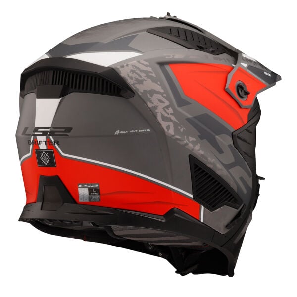 LS2 DRIFTER DEVOR MAT GRİ-TITANIUM-KIRMIZI KASK