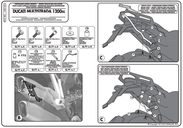 GIVI PLR7401 DUCATI MULTISTRADA 1200 (10-14) YAN ÇANTA TAŞIYICI
