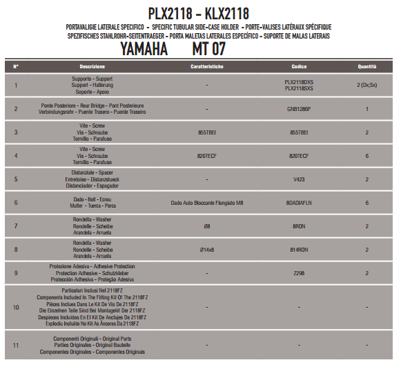 GIVI PLX2118 YAMAHA MT-07 (14-17) YAN ÇANTA TAŞIYICI
