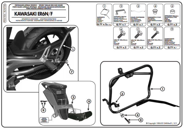GIVI PLX4104 KAWASAKI ER-6N - ER-6F 650 (12-16) YAN ÇANTA TAŞIYICI