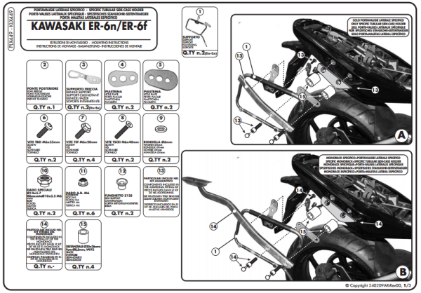 GIVI PLX449 KAWASAKI ER-6N - ER-6F 650 (09-11) YAN ÇANTA TAŞIYICI