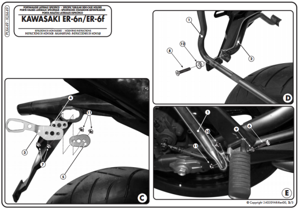 GIVI PLX449 KAWASAKI ER-6N - ER-6F 650 (09-11) YAN ÇANTA TAŞIYICI