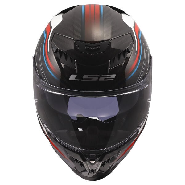 LS2 DRAGON KARBON SUBIC BEYAZ-MAVİ-KIRMIZI KASK