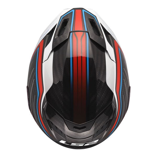 LS2 DRAGON KARBON SUBIC BEYAZ-MAVİ-KIRMIZI KASK