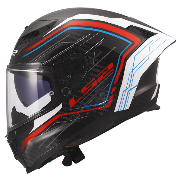 LS2 DRAGON KARBON SUBIC BEYAZ-MAVİ-KIRMIZI KASK