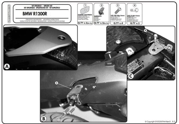 GIVI PLX688KIT BMW R 1200 R (06-10) YAN ÇANTA TAŞIYICI BAĞLANTI KİTİ
