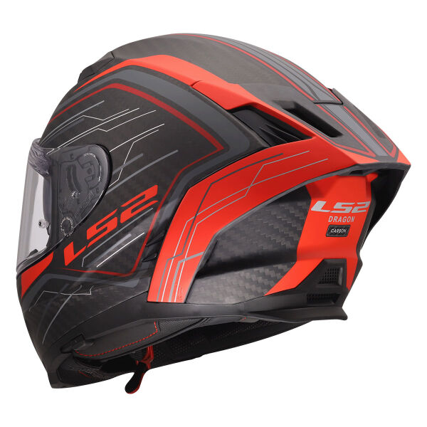 LS2 DRAGON KARBON SUBIC KIRMIZI KASK