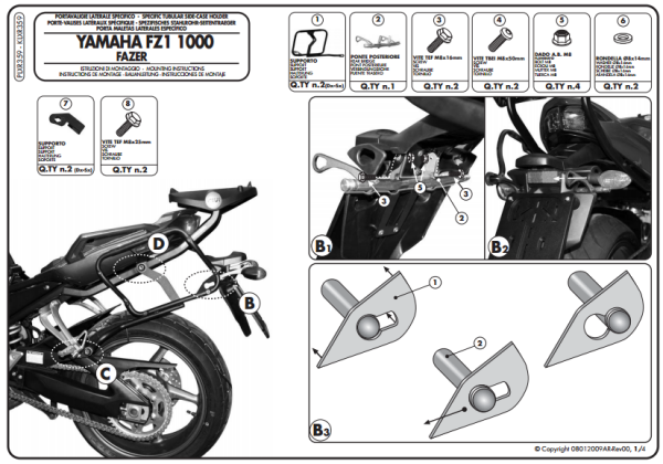 GIVI PLXR359 YAMAHA FZ1 FAZER 1000 (06-15) YAN ÇANTA TAŞIYICI