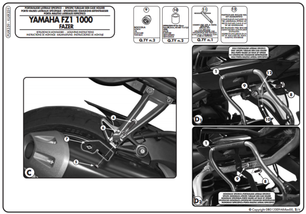 GIVI PLXR359 YAMAHA FZ1 FAZER 1000 (06-15) YAN ÇANTA TAŞIYICI