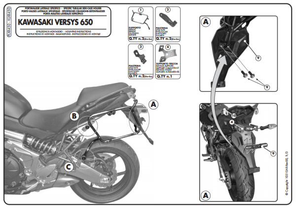 GIVI PLXR450 KAWASAKI VERSYS 650 (10-14) YAN ÇANTA TAŞIYICI