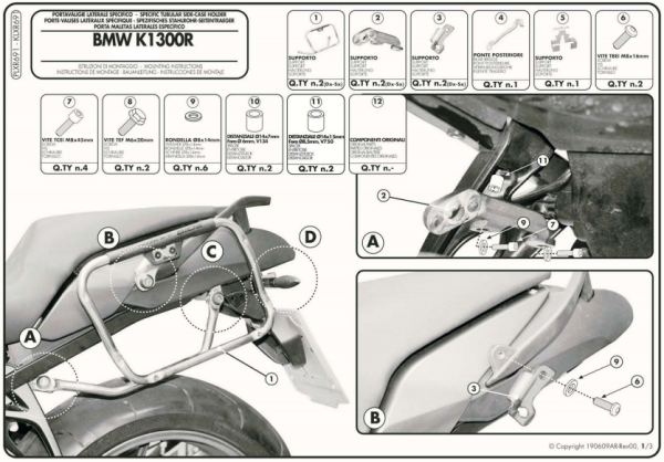 GIVI PLXR691 BMW K 1200R (05-08) - K 1300R (09-16) YAN ÇANTA TAŞIYICI