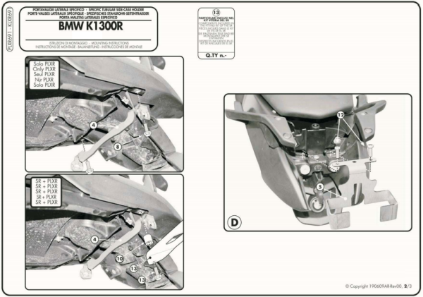GIVI PLXR691 BMW K 1200R (05-08) - K 1300R (09-16) YAN ÇANTA TAŞIYICI