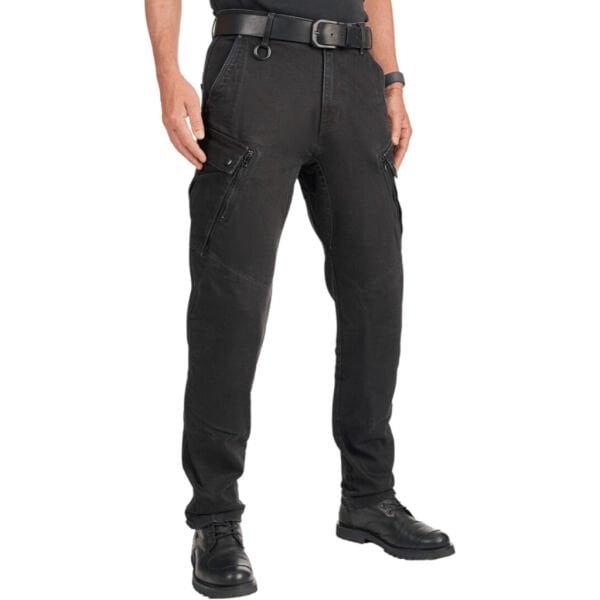 PANDO Mark Black Erkek Motosiklet Cargo Pantolonu