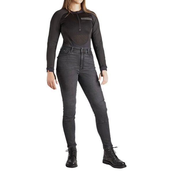 PANDO MOTO Kaya Slim Grey Armalith Kadın Motosiklet Jean