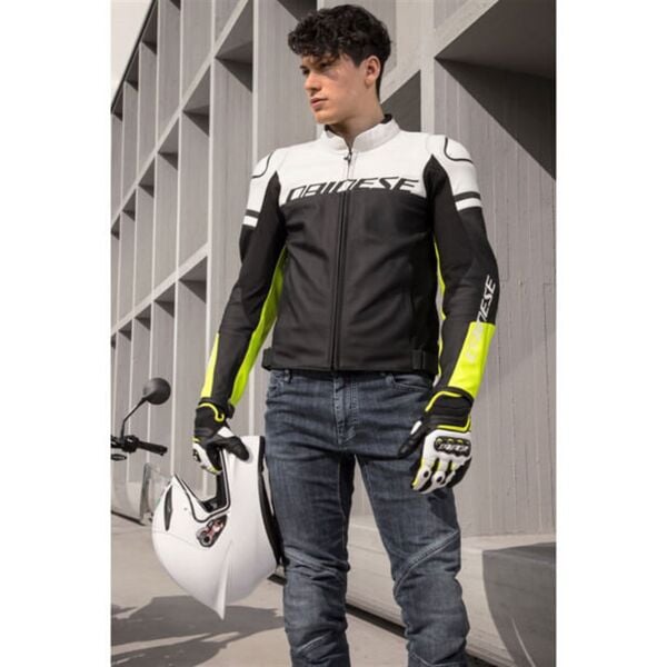 Dainese Agile Matt White Fluo Yellow Deri Mont