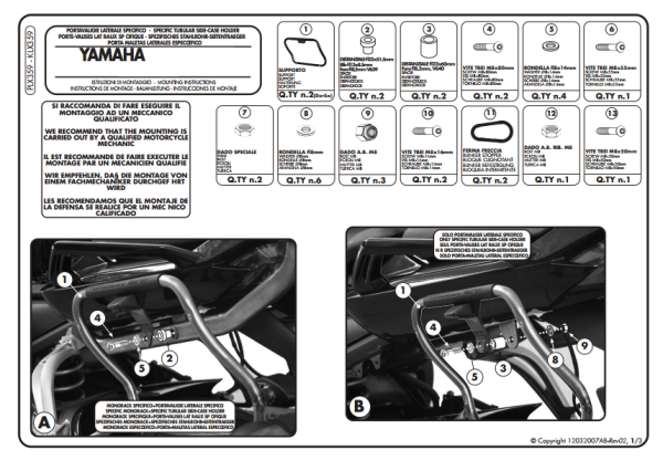 KAPPA KLX359 YAMAHA FZ1 1000 - FZ1 FAZER 1000 (06-15) YAN ÇANTA TAŞIYICI
