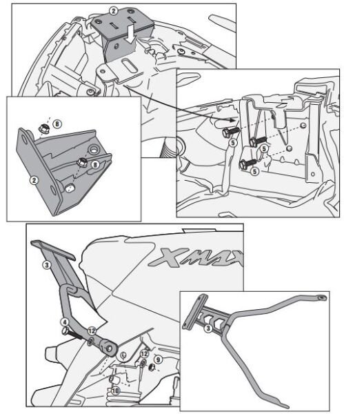 GIVI SR2111M YAMAHA X-MAX 400 (13-16) ARKA ÇANTA TAŞIYICI