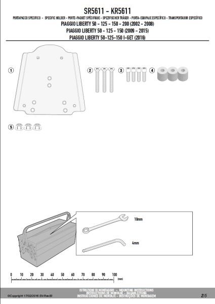 GIVI SR5611 PIAGGIO LIBERTY 50-125-150-200 I-GET (02-24) ARKA ÇANTA TAŞIYICI